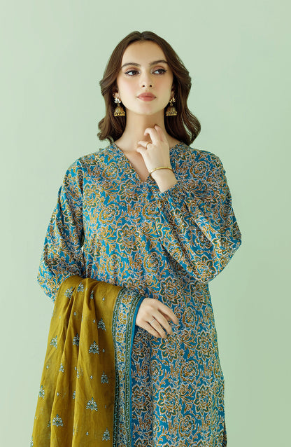 Orient - Unstitched 3 Piece Printed Lawn Shirt , Cambric Pant and Lawn Dupatta
