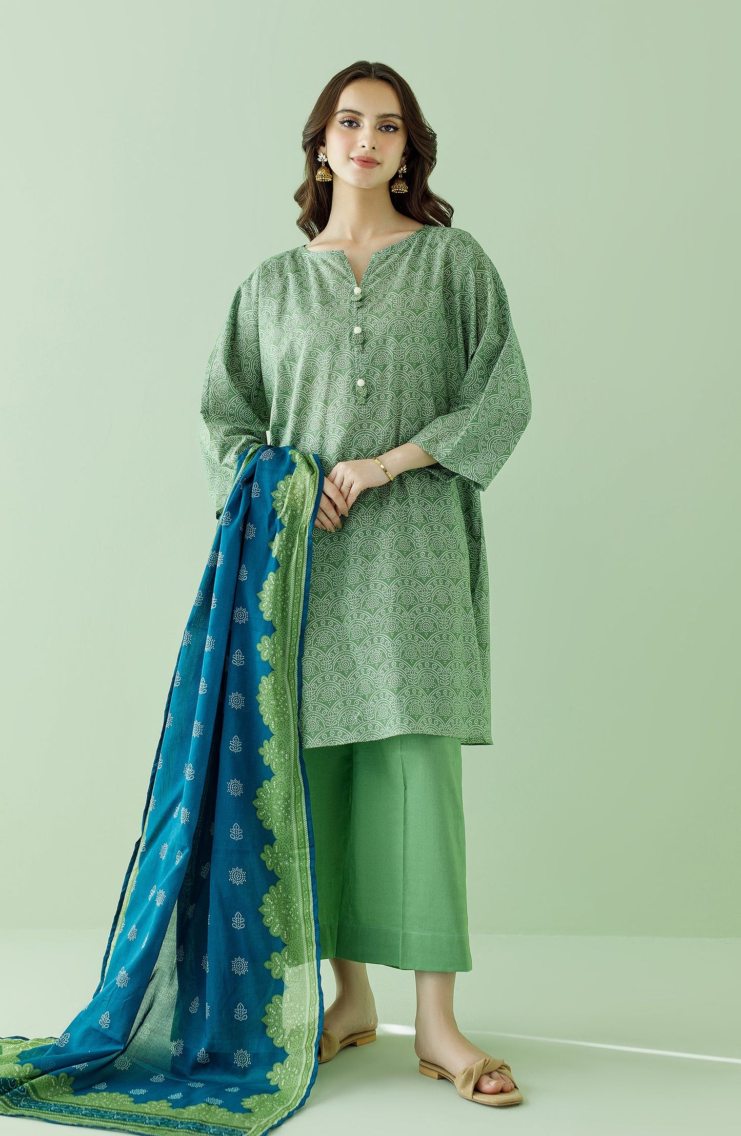 Orient - Unstitched 3 Piece Printed Lawn Shirt , Cambric Pant and Lawn Dupatta