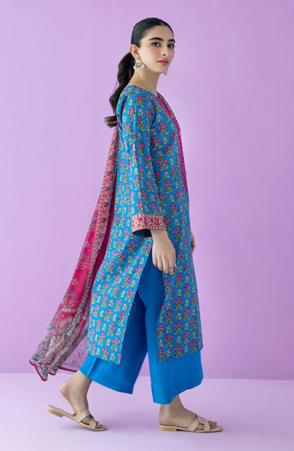 Orient - Unstitched 3 Piece Embroidered Lawn Shirt , Cambric Pant and Chiffon Dupatta