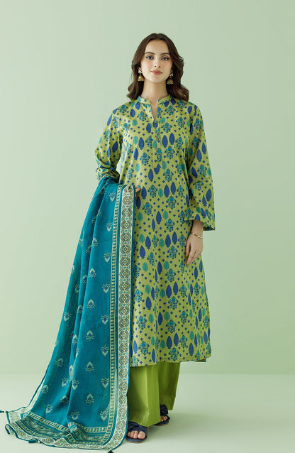 Orient - Unstitched 3 Piece Printed Lawn Shirt , Cambric Pant and Lawn Dupatta
