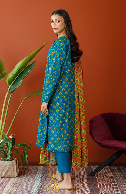 Orient - Unstitched 3 Piece Printed Khaddar Shirt , Khaddar Pant and Khaddar Dupatta