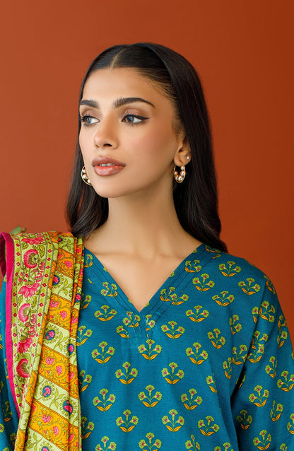 Orient - Unstitched 3 Piece Printed Khaddar Shirt , Khaddar Pant and Khaddar Dupatta