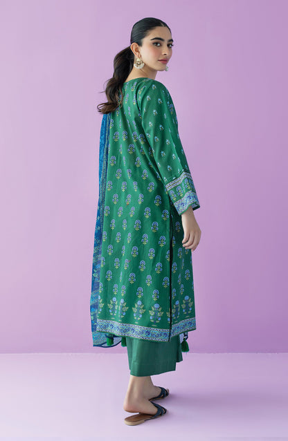Orient - Unstitched 3 Piece Embroidered Lawn Shirt , Cambric Pant and Chiffon Dupatta