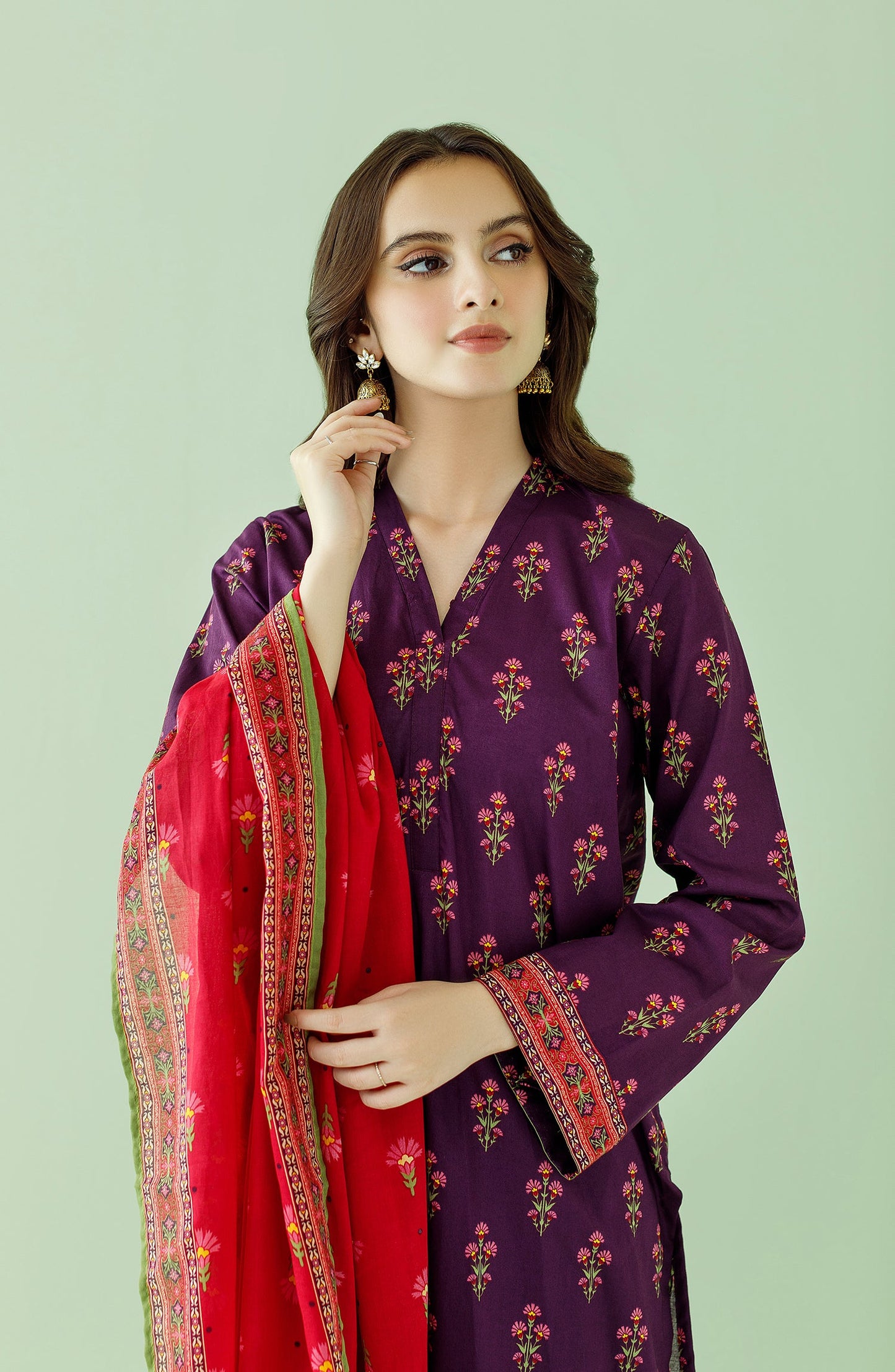 Orient - Unstitched 3 Piece Printed Lawn Shirt , Cambric Pant and Lawn Dupatta