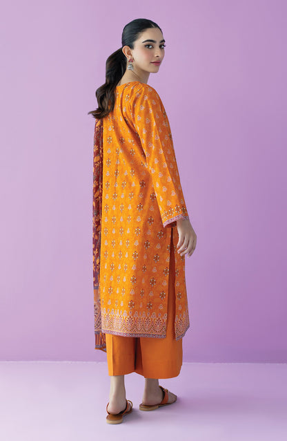 Orient - Unstitched 3 Piece Embroidered Lawn Shirt , Cambric Pant and Chiffon Dupatta