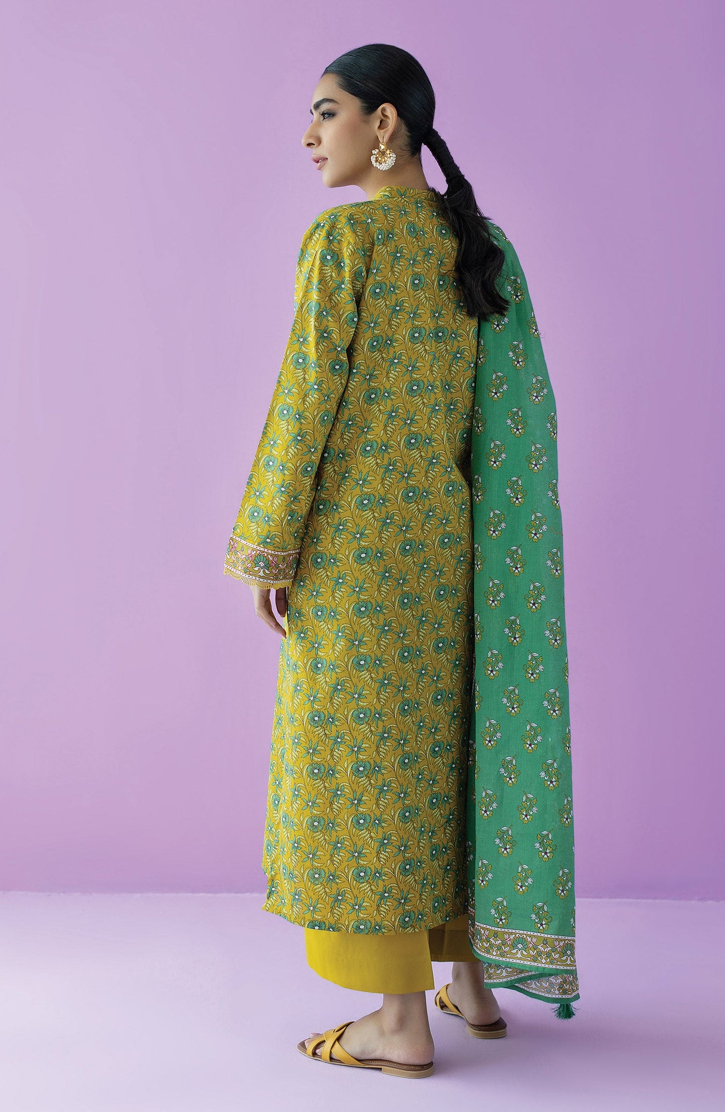 Orient - Stitched 3 Piece Printed Lawn Shirt , Cambric Pant and Lawn Dupatta