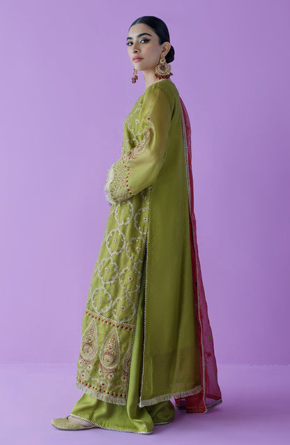 Orient - Unstitched 3 Piece Embroidered Khaddi Net Shirt , Raw Silk Pant and Khaddi Net Dupatta