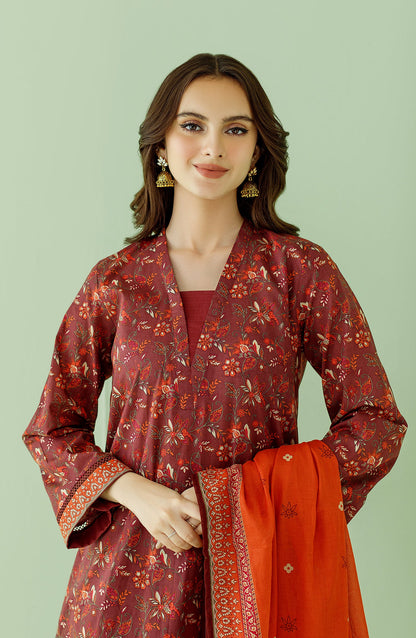 Orient - Unstitched 3 Piece Printed Lawn Shirt , Cambric Pant and Lawn Dupatta