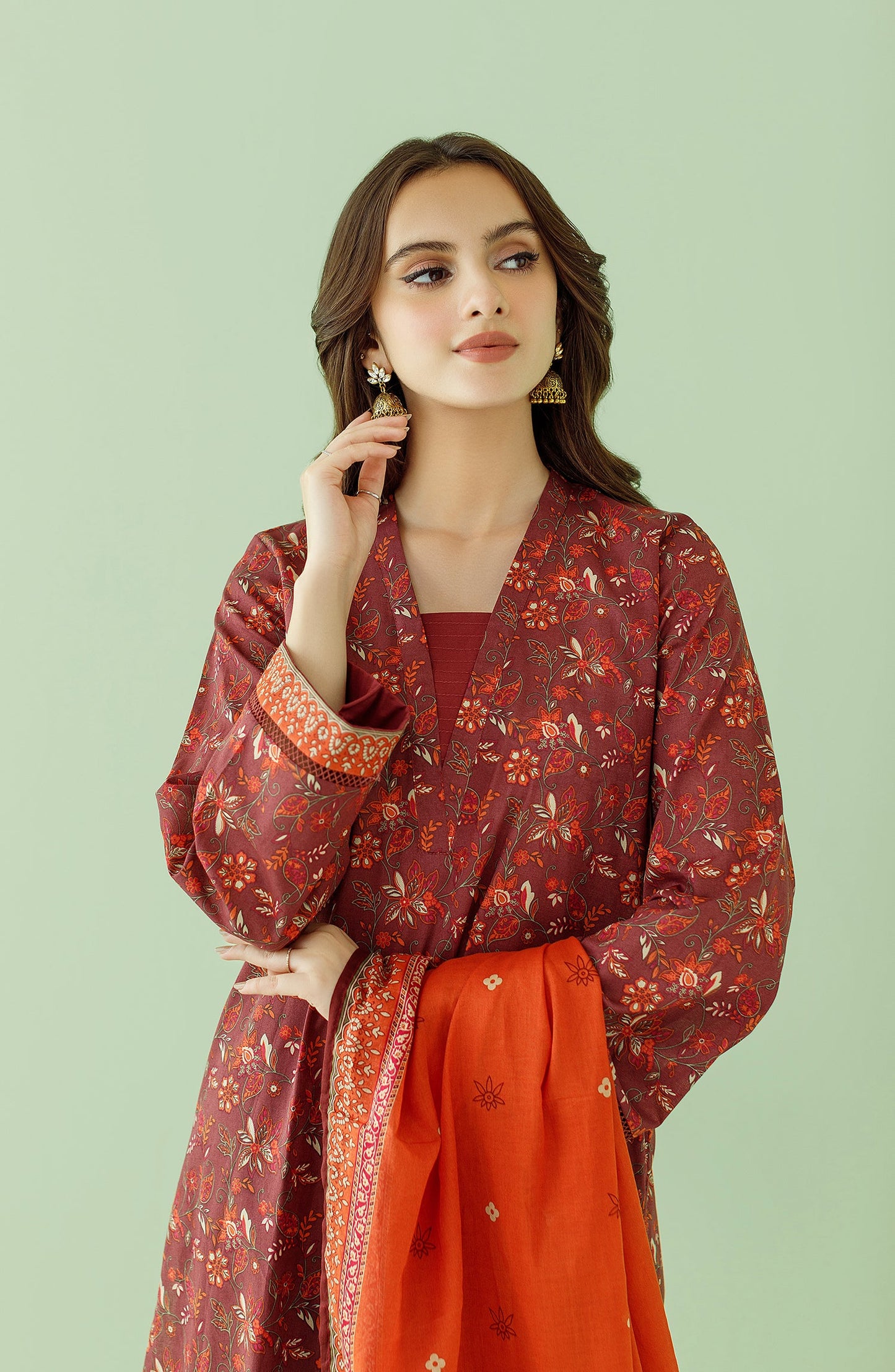 Orient - Unstitched 3 Piece Printed Lawn Shirt , Cambric Pant and Lawn Dupatta