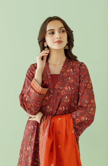 Orient - Unstitched 3 Piece Printed Lawn Shirt , Cambric Pant and Lawn Dupatta