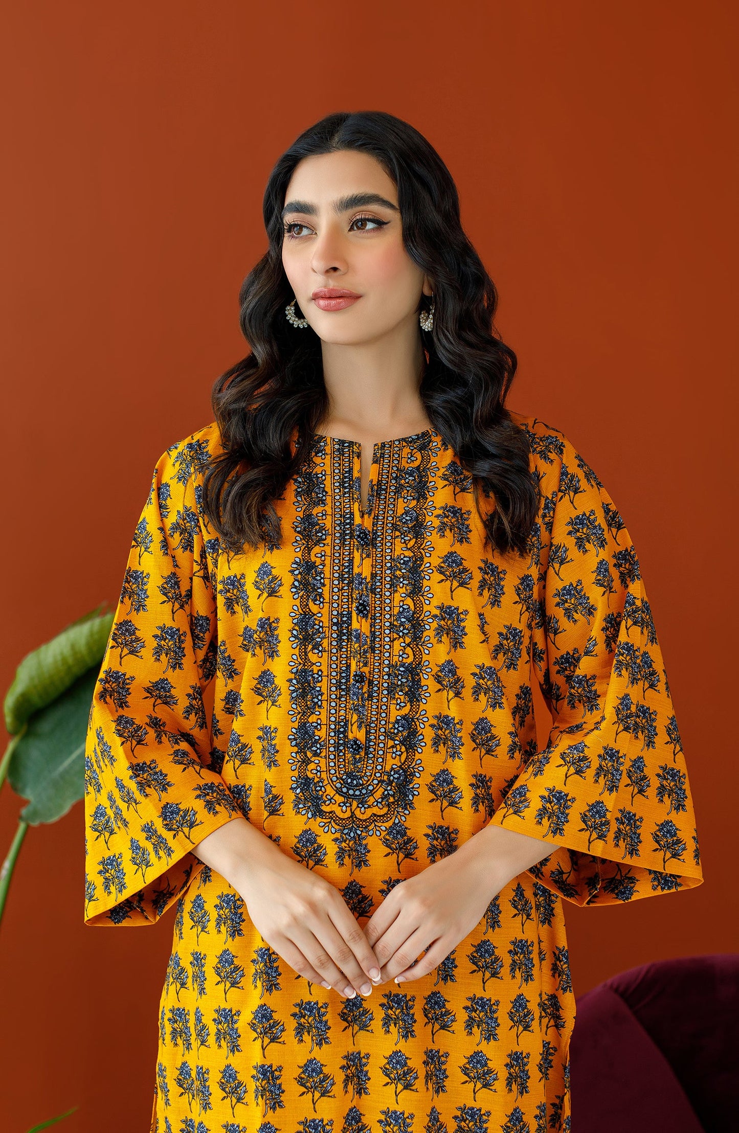 Orient - Stitched 2 Piece Embroidered Khaddar Shirt and Khaddar Pant