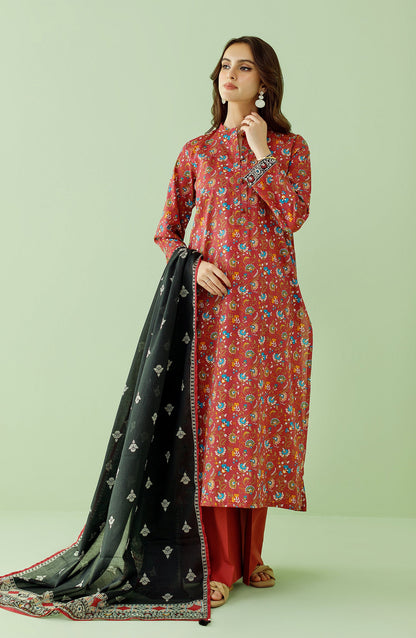 Orient - Unstitched 3 Piece Printed Lawn Shirt , Cambric Pant and Lawn Dupatta