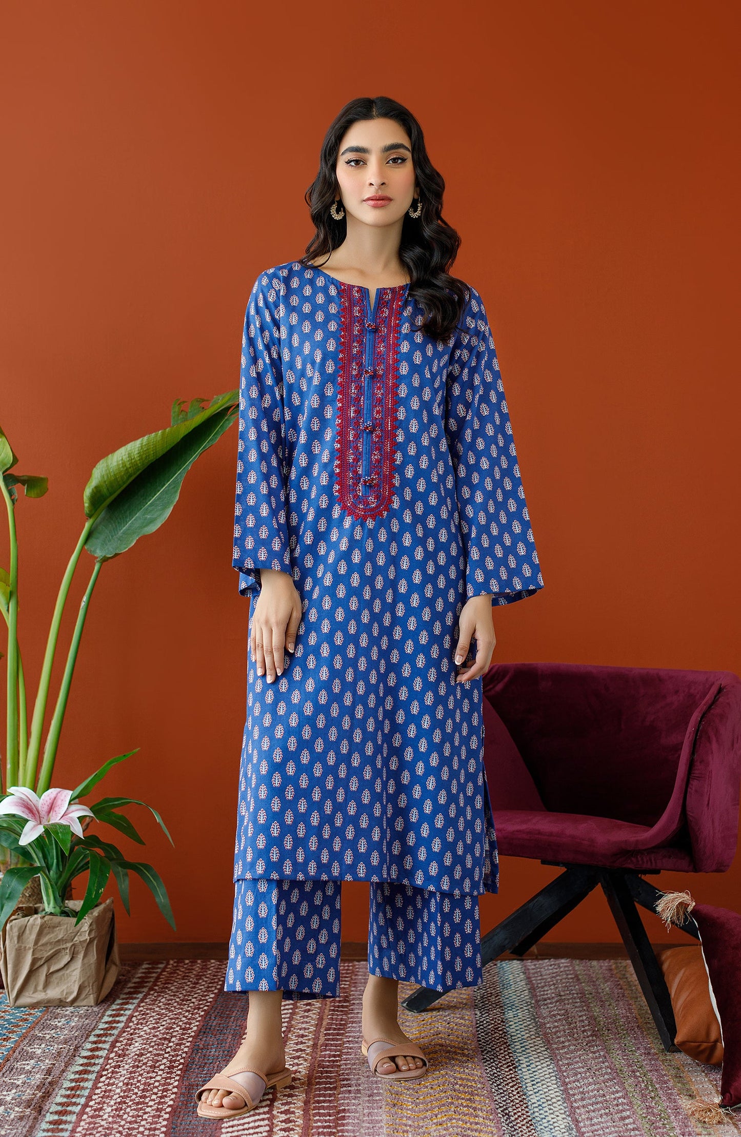 Orient - Stitched 2 Piece Embroidered Khaddar Shirt and Khaddar Pant