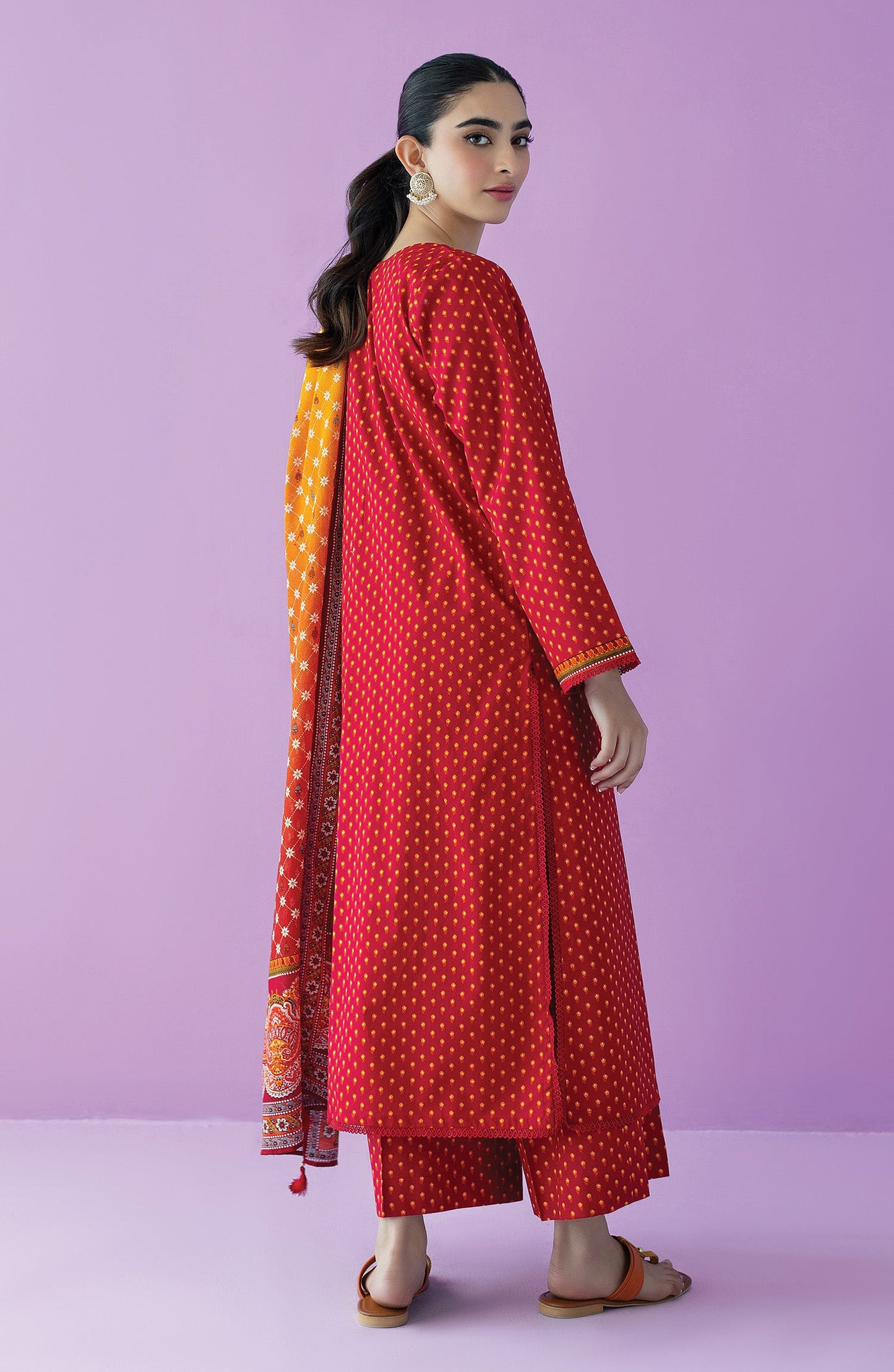 Orient - Stitched 3 Piece Printed Lawn Shirt , Cambric Pant and Lawn Dupatta