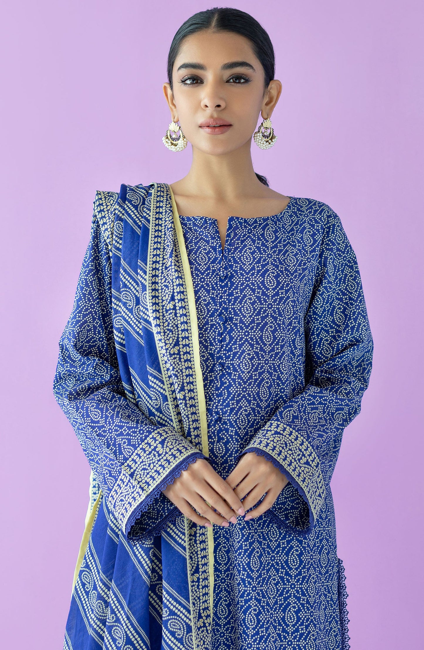 Orient - Stitched 3 Piece Printed Lawn Shirt , Cambric Pant and Lawn Dupatta