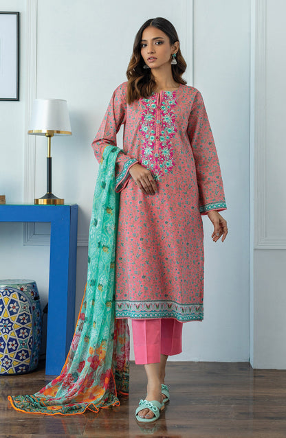Orient - Unstitched 3 Piece Embroidered Lawn Shirt , Cambric Pant and Bimber Chiffon Dupatta
