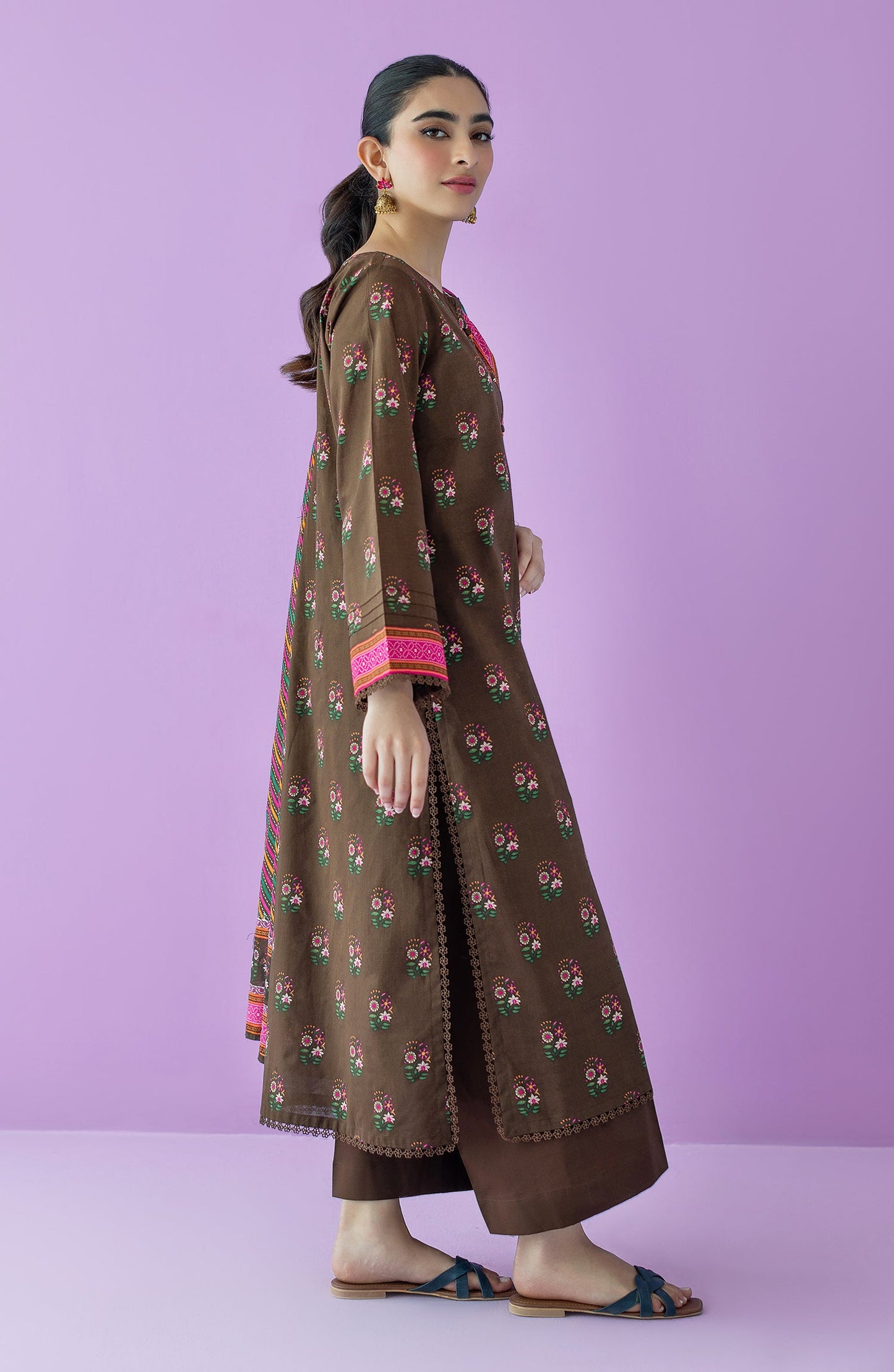Orient - Stitched 3 Piece Printed Lawn Shirt , Cambric Pant and Lawn Dupatta