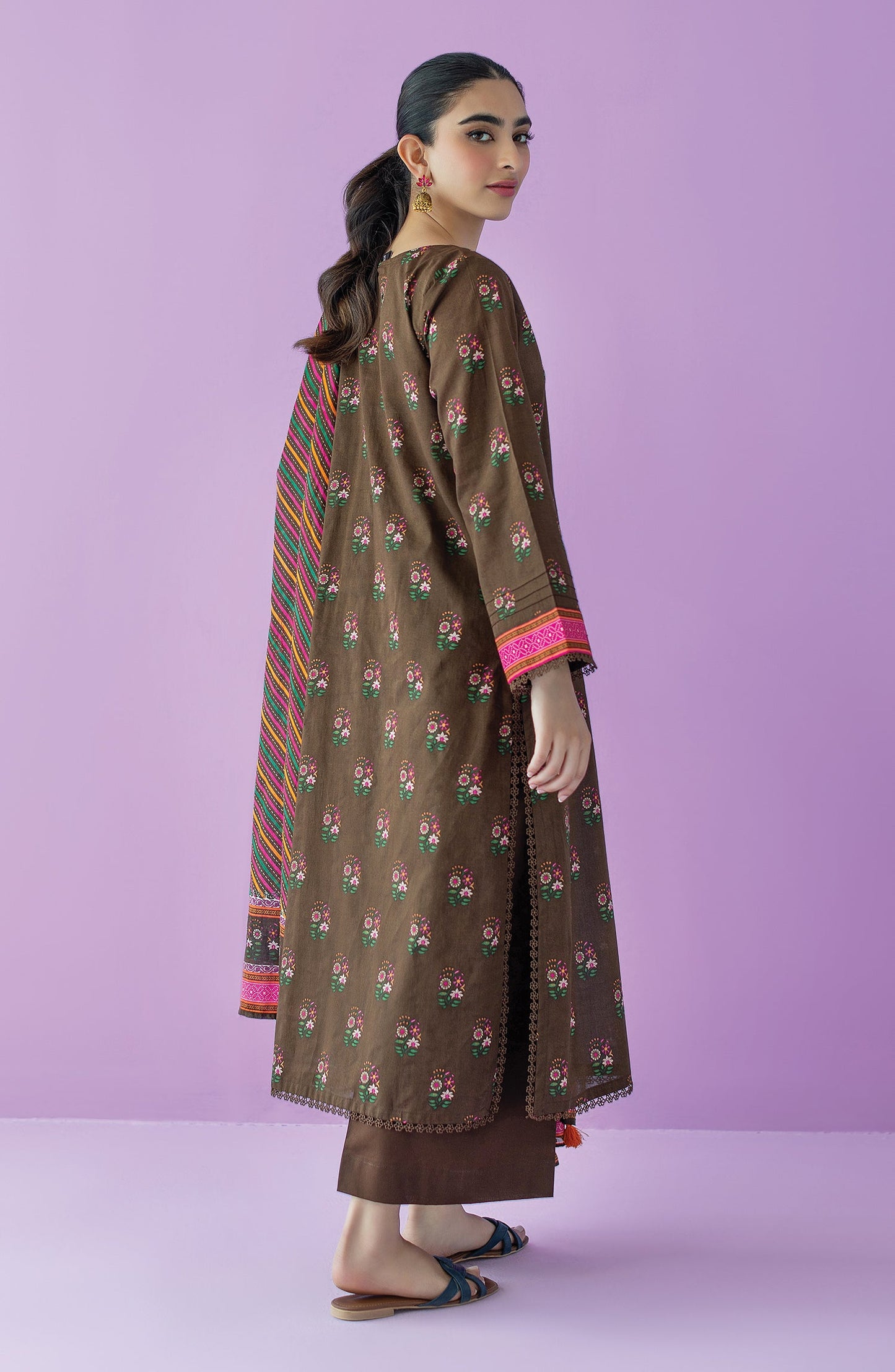 Orient - Stitched 3 Piece Printed Lawn Shirt , Cambric Pant and Lawn Dupatta