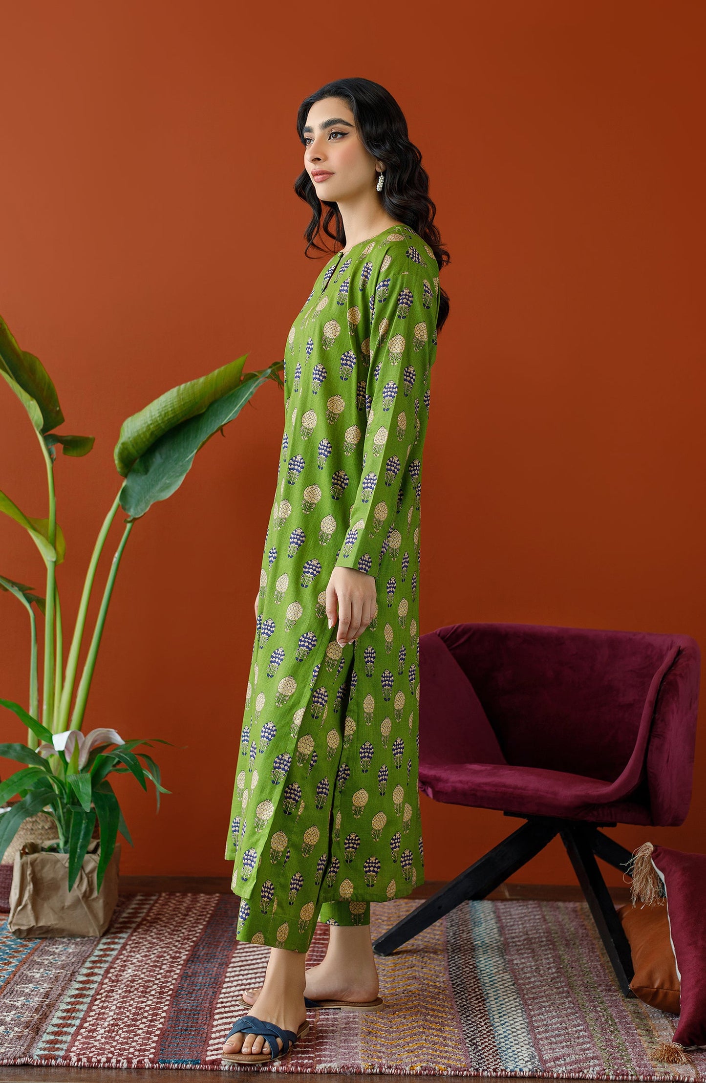Orient - Unstitched 2 Piece Printed Cotton Slub Shirt and Cotton Pant