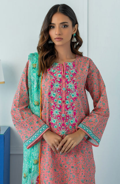 Orient - Unstitched 3 Piece Embroidered Lawn Shirt , Cambric Pant and Bimber Chiffon Dupatta