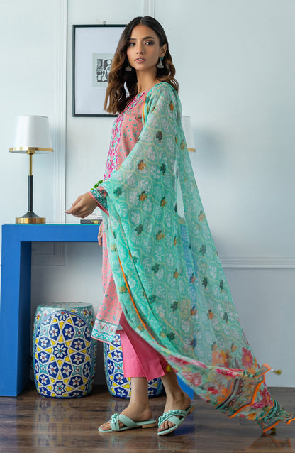 Orient - Unstitched 3 Piece Embroidered Lawn Shirt , Cambric Pant and Bimber Chiffon Dupatta