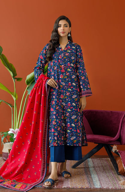 Orient - Unstitched 3 Piece Printed Khaddar Shirt , Khaddar Pant and Khaddar Dupatta