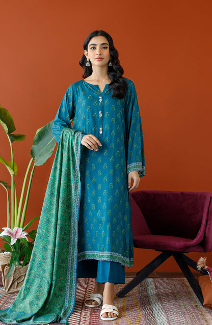 Orient - Unstitched 3 Piece Printed Linen Shirt , Linen Pant and Linen Dupatta