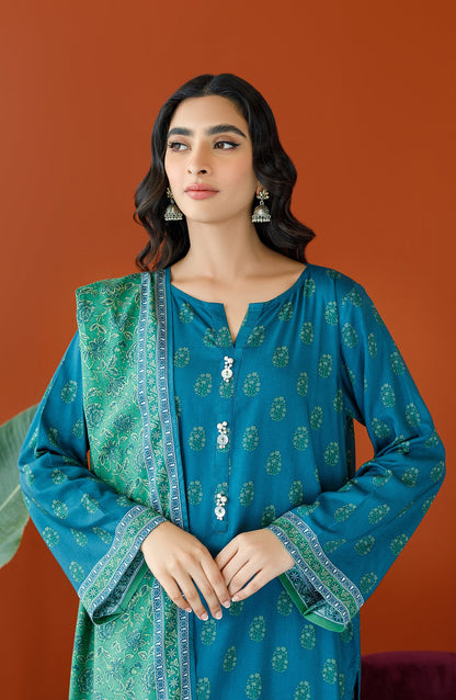 Orient - Unstitched 3 Piece Printed Linen Shirt , Linen Pant and Linen Dupatta
