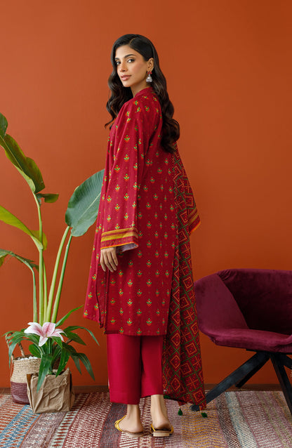 Orient - Unstitched 3 Piece Printed Khaddar Shirt , Khaddar Pant and Khaddar Dupatta