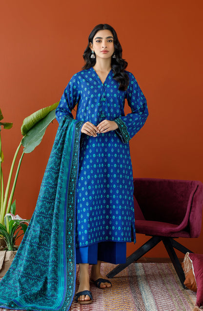 Orient - Unstitched 3 Piece Printed Khaddar Shirt , Khaddar Pant and Khaddar Dupatta