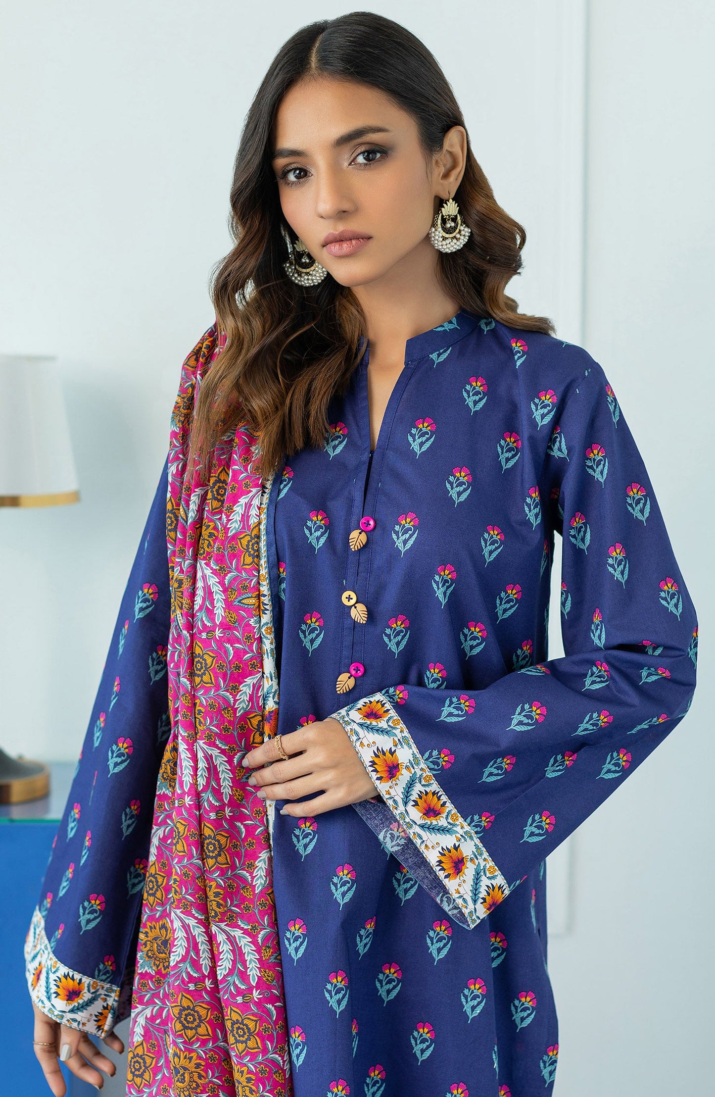 Orient - Stitched 3 Piece Printed Lawn Shirt , Cambric Pant and Lawn Dupatta