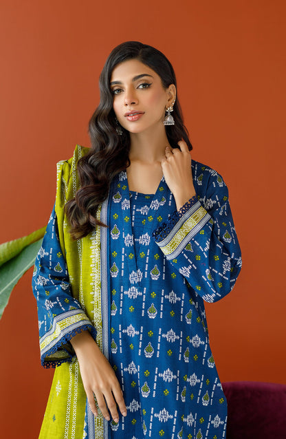 Orient - Unstitched 3 Piece Printed Khaddar Shirt , Khaddar Pant and Khaddar Dupatta