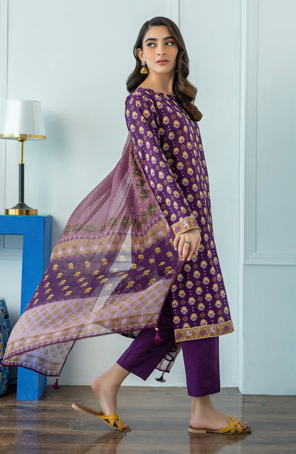 Orient - Stitched 3 Piece Printed Lawn Shirt , Cambric Pant and Chiffon Dupatta