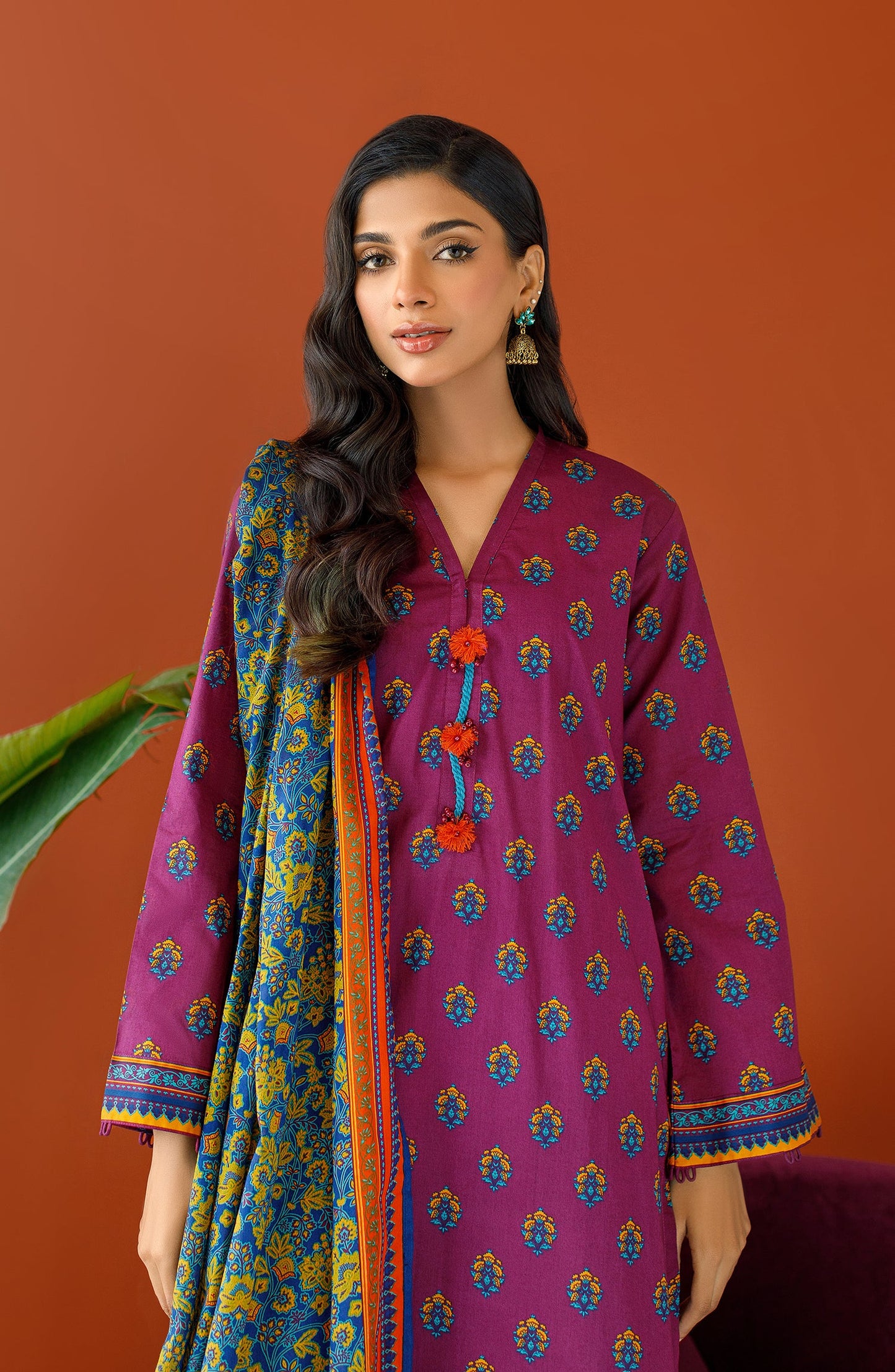Orient - Unstitched 3 Piece Printed Cambric Shirt , Cambric Pant and Lawn Dupatta