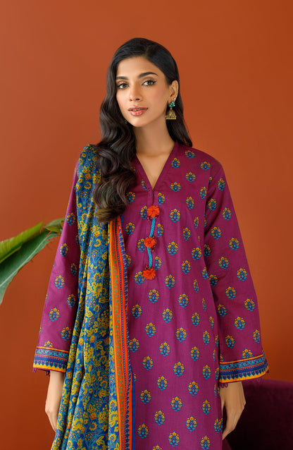 Orient - Unstitched 3 Piece Printed Cambric Shirt , Cambric Pant and Lawn Dupatta