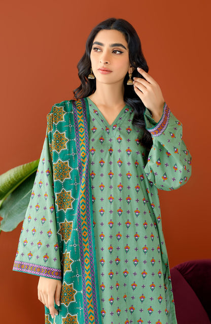 Orient - Unstitched 3 Piece Printed Cambric Shirt , Cambric Pant and Lawn Dupatta