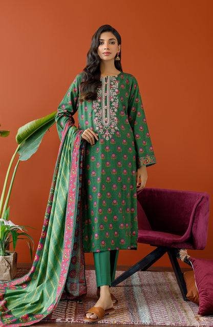 Orient - Unstitched 3 Piece Embroidered Karandi Shirt , Karandi Pant and Karandi Dupatta