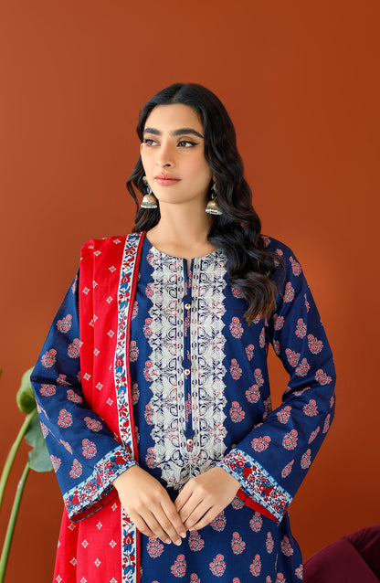 Orient - Unstitched 3 Piece Embroidered Khaddar Shirt , Khaddar Pant and Khaddar Dupatta