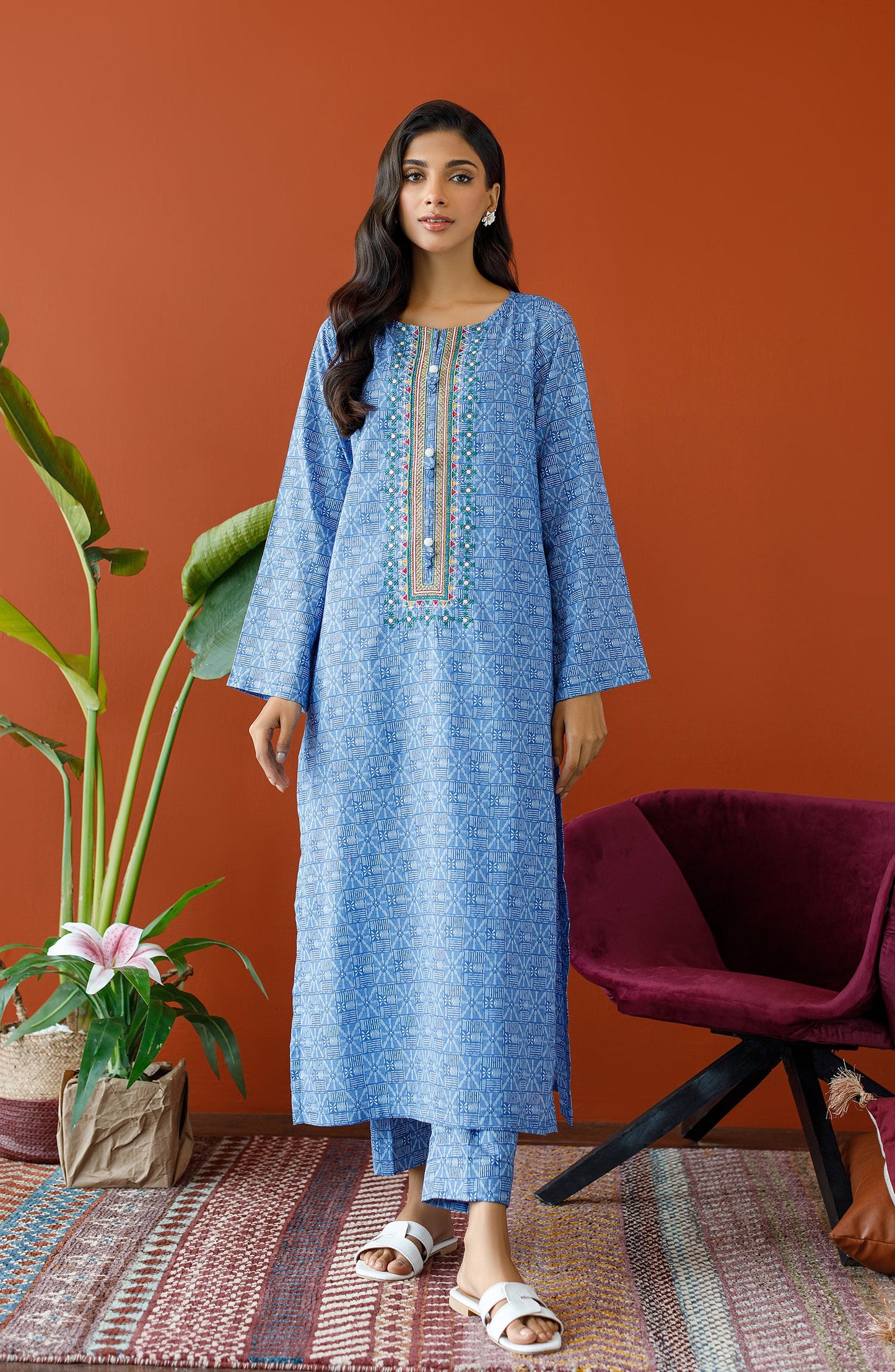 Orient - Unstitched 2 Piece Embroidered Cotton Slub Shirt and Cotton Pant