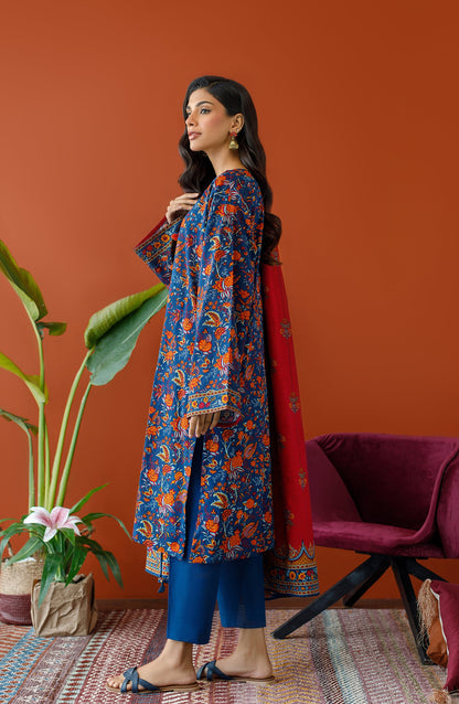 Orient - Unstitched 3 Piece Printed Khaddar Shirt , Khaddar Pant and Khaddar Dupatta