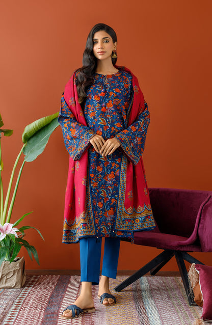 Orient - Unstitched 3 Piece Printed Khaddar Shirt , Khaddar Pant and Khaddar Dupatta