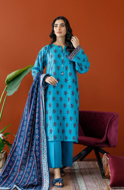 Orient - Unstitched 3 Piece Printed Khaddar Shirt , Khaddar Pant and Khaddar Dupatta