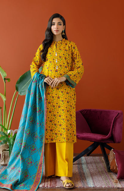 Orient - Unstitched 3 Piece Printed Khaddar Shirt , Khaddar Pant and Khaddar Dupatta