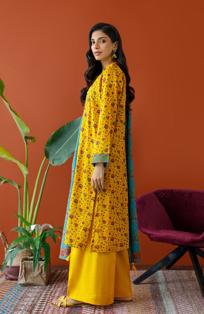 Orient - Unstitched 3 Piece Printed Khaddar Shirt , Khaddar Pant and Khaddar Dupatta