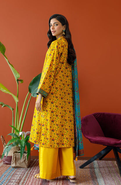 Orient - Unstitched 3 Piece Printed Khaddar Shirt , Khaddar Pant and Khaddar Dupatta