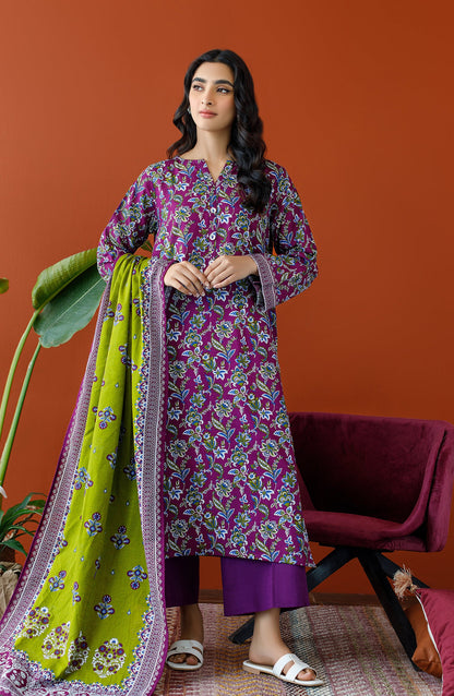 Orient - Unstitched 3 Piece Printed Khaddar Shirt , Khaddar Pant and Khaddar Dupatta