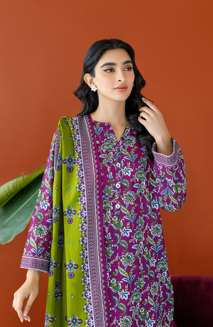 Orient - Unstitched 3 Piece Printed Khaddar Shirt , Khaddar Pant and Khaddar Dupatta