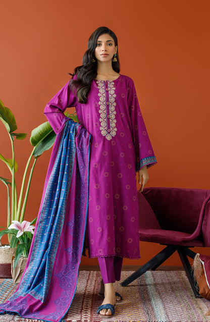 Orient - Unstitched 3 Piece Embroidered Cottel Shirt , Cottel Pant and Cottel Dupatta
