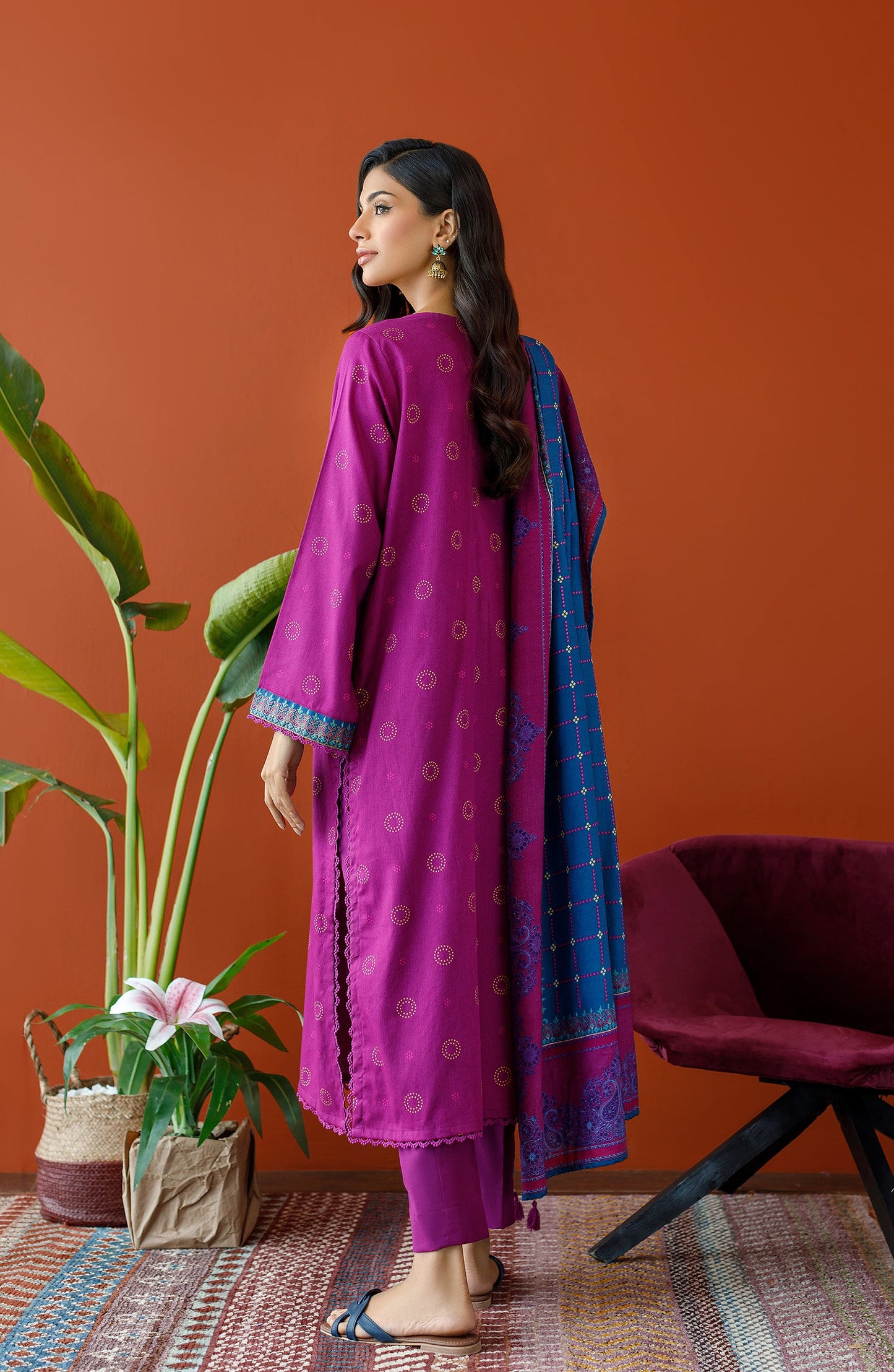 Orient - Unstitched 3 Piece Embroidered Cottel Shirt , Cottel Pant and Cottel Dupatta