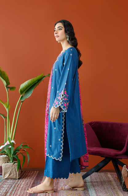 Orient - Unstitched 3 Piece Embroidered Karandi Shirt , Karandi Pant and Karandi Dupatta